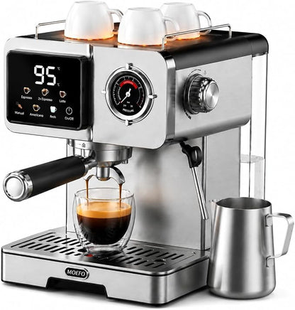 20 Bar 58mm Semi-Automatic Espresso Machine | Milk Frother, Gauge & LCD